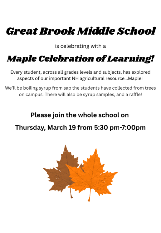 Join us for our Maple Celebration of Learning this Thursday!
